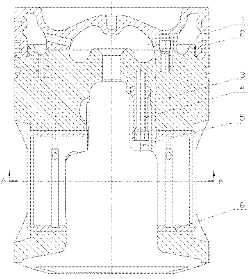 Steel crown and aluminum skirt combined type piston for diesel engine