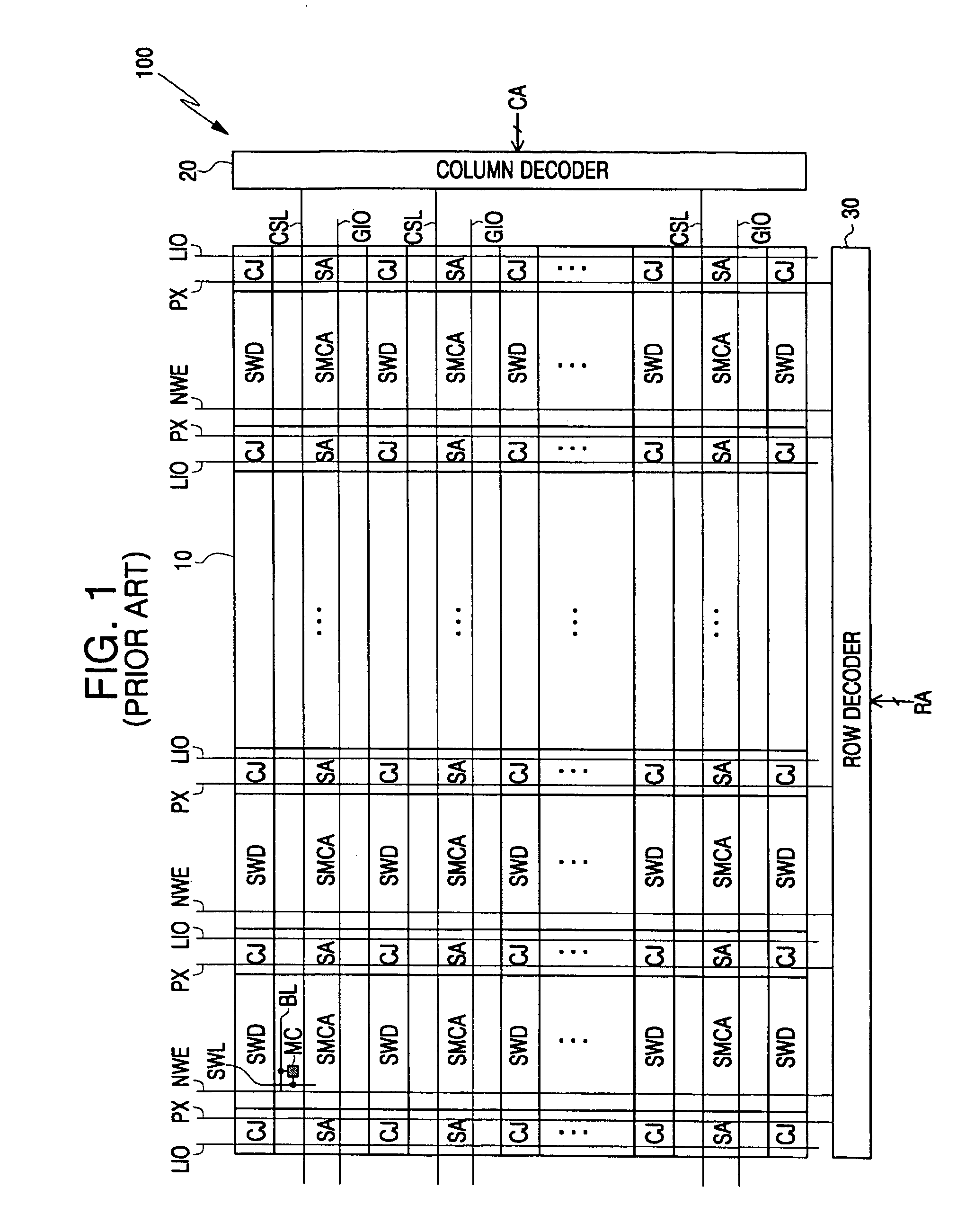 Semiconductor memory device and method of arranging signal and power lines thereof