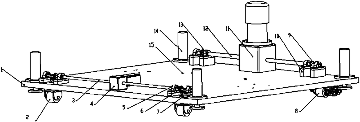 A self-propelled chassis of a robot with four-wheel drive on a swing axis