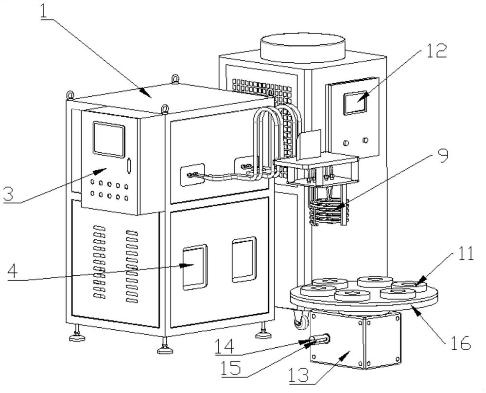 Medium-frequency internal and external simultaneous heating equipment for rotor core of new energy motor