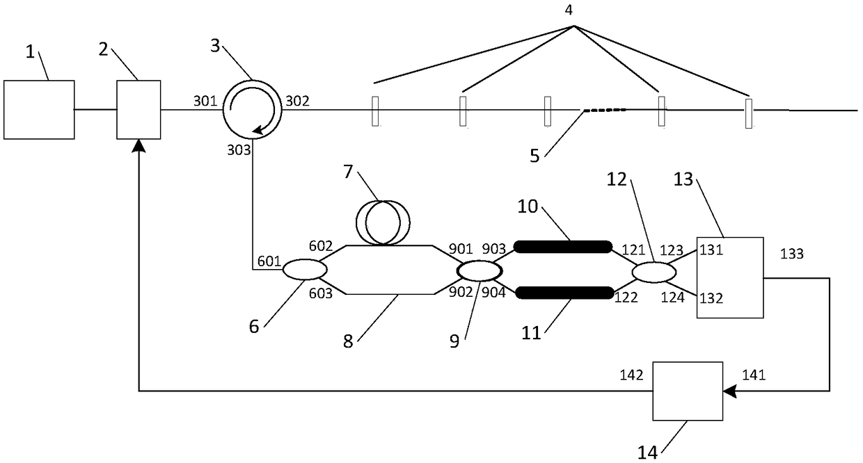 An optical fiber vibration signal detection device and method