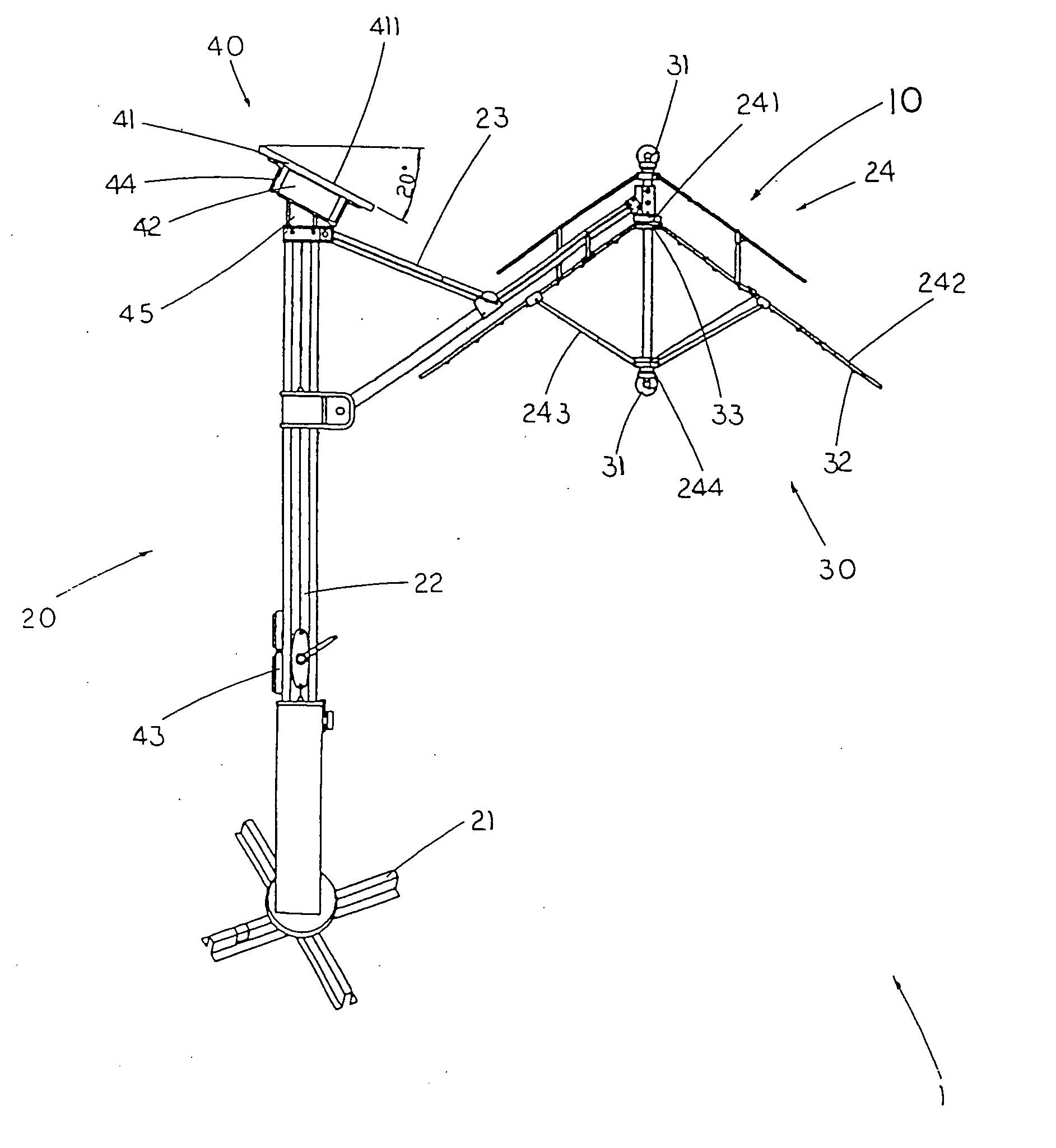 Outdoor umbrella with solar power supply