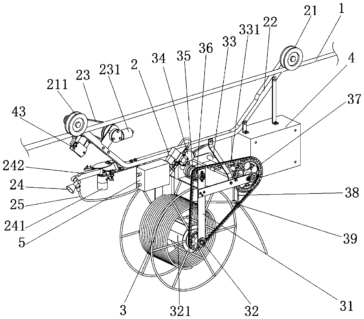 Suspended pesticide automatic spraying device for greenhouse