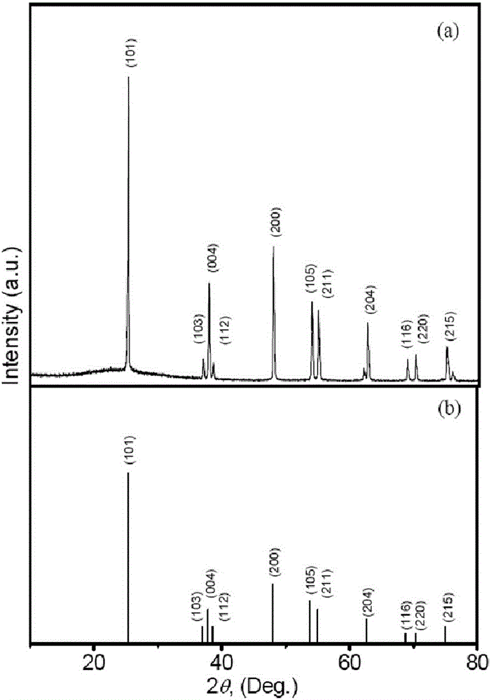 Three-dimensional hollow titanium dioxide assembled from (001) surfaces, and preparation method and application thereof