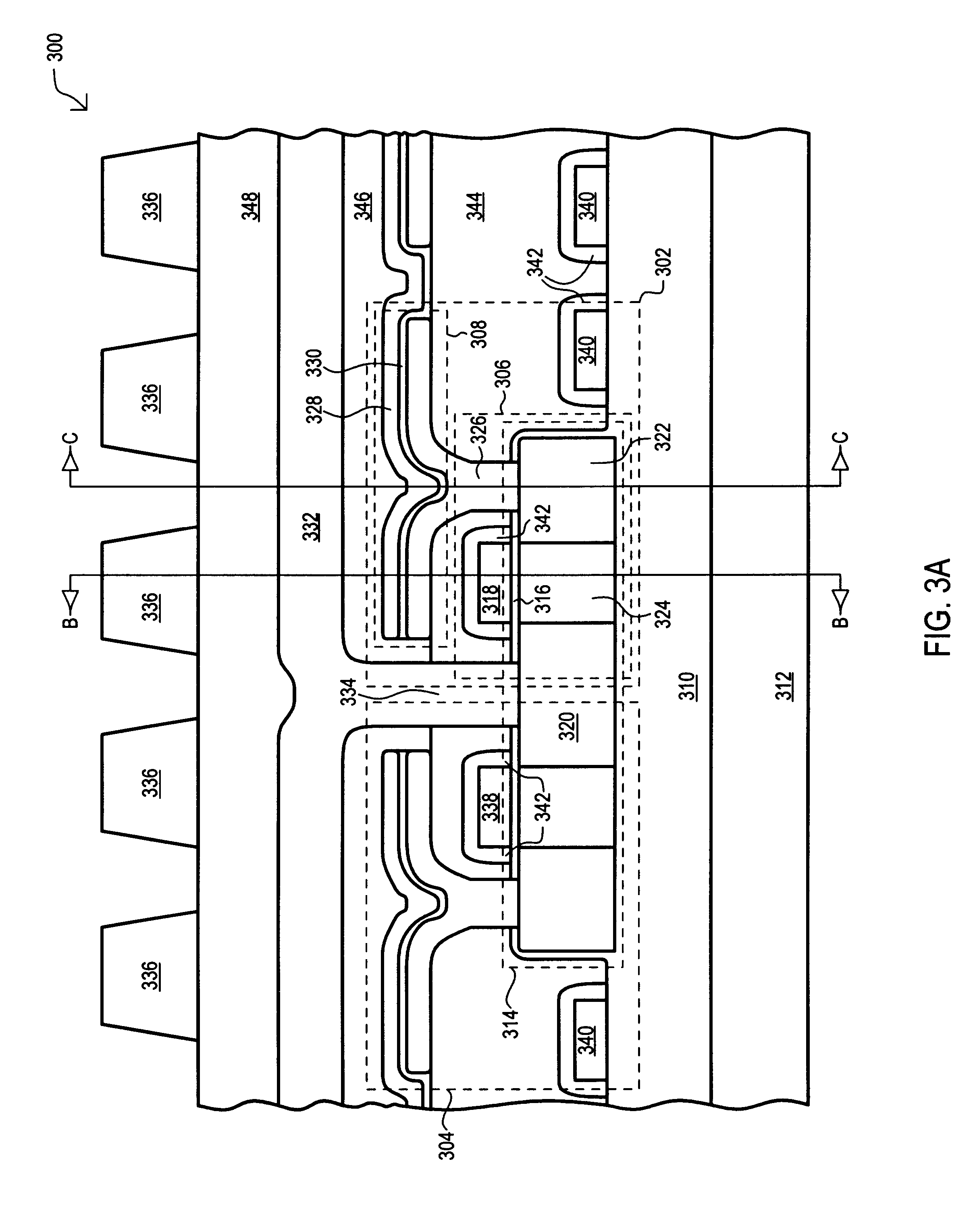 DRAM memory cell and array having pass transistors with surrounding gate