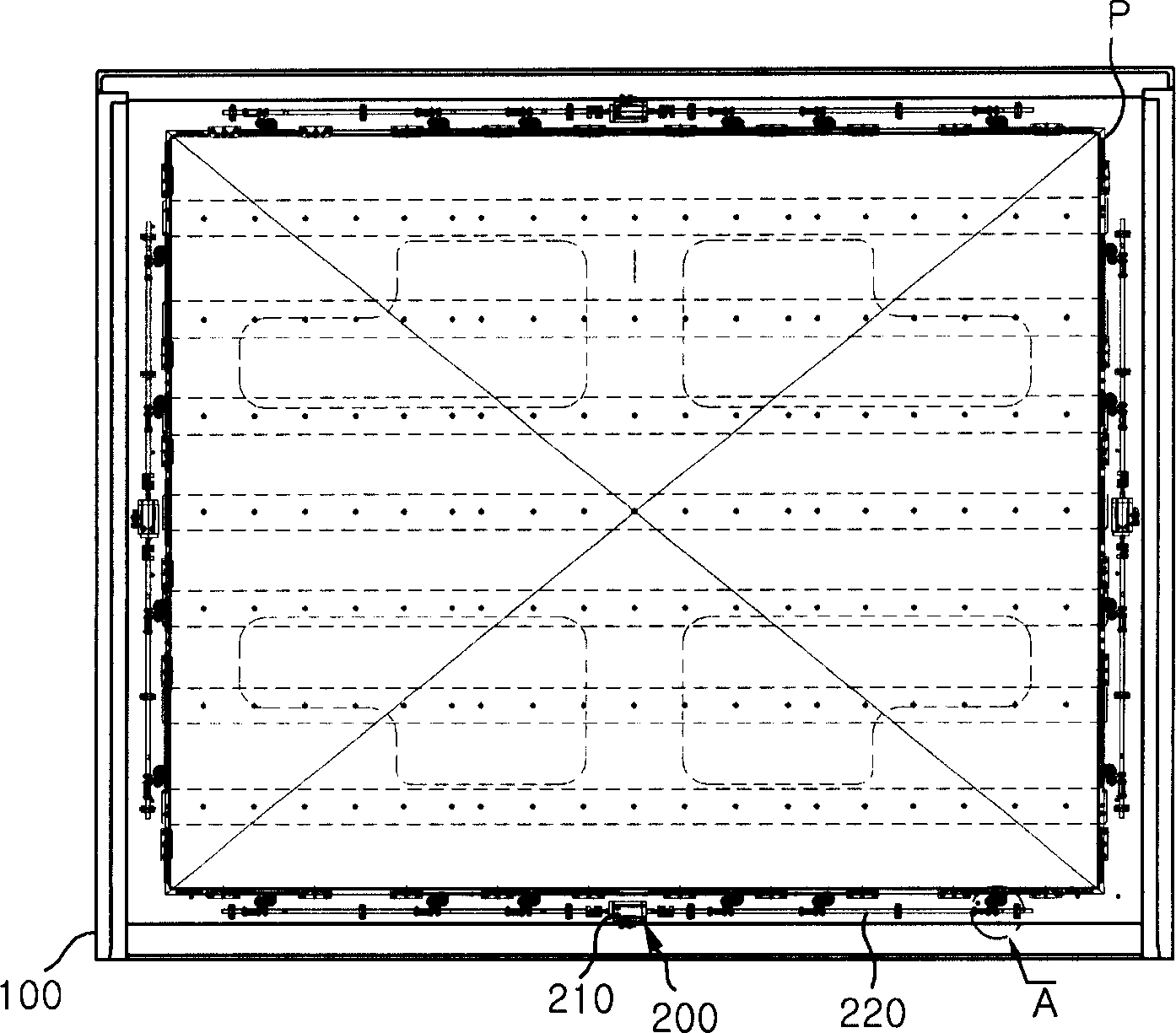 Plan display screen testing device