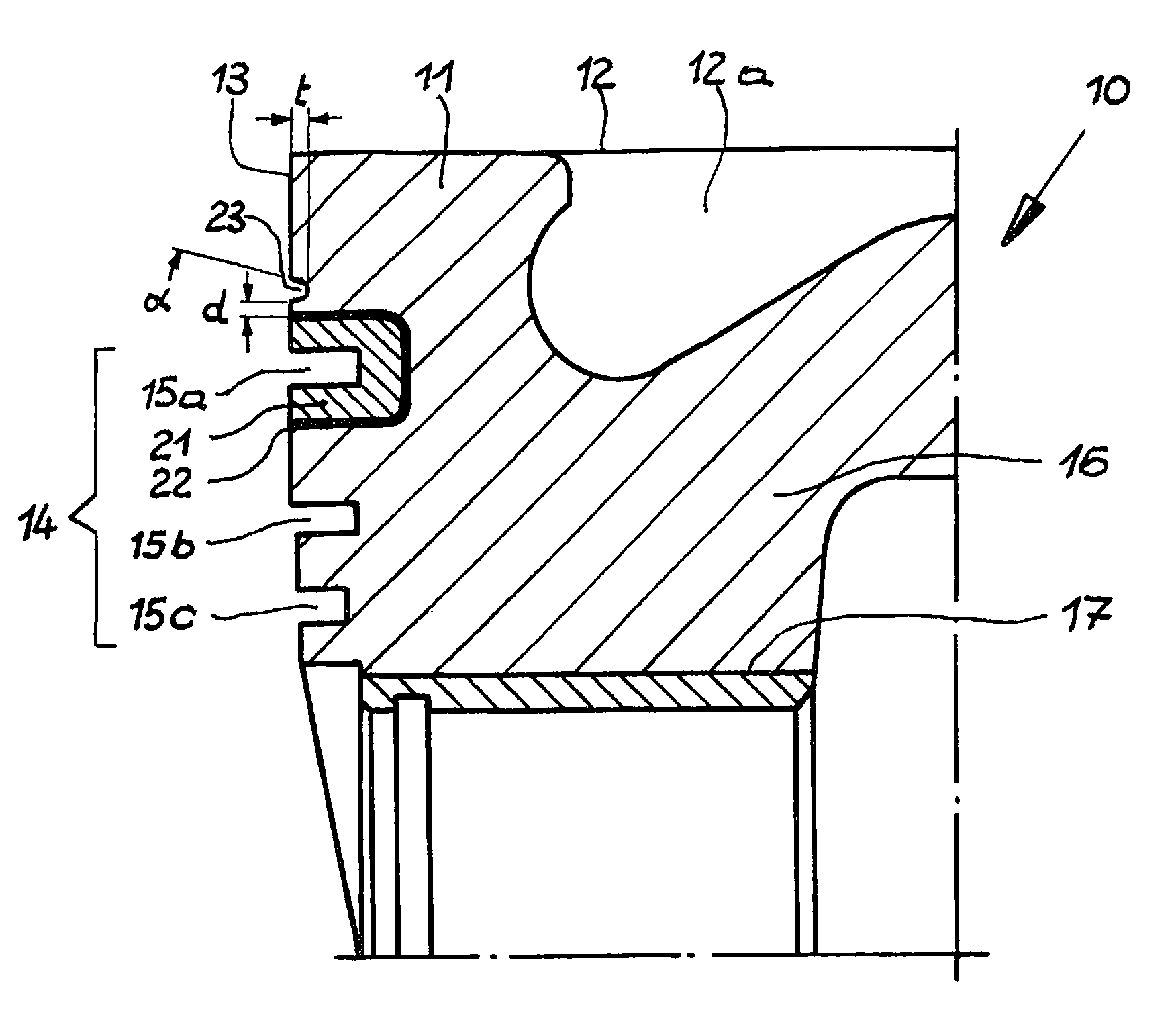 Piston for an internal combustion engine