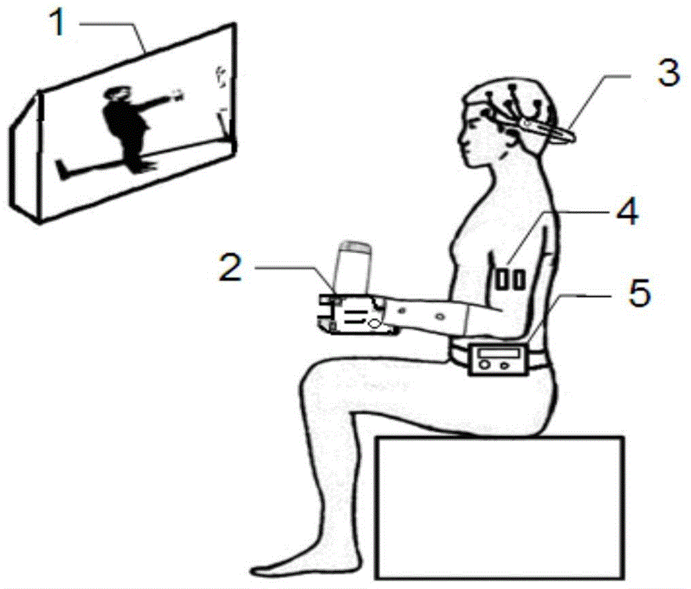 Device and method for brain-myoelectric control prosthetics based on scene steady-state visual evoked