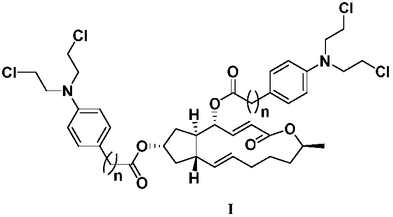 Preparation method and uses of a class of brefeldin A derivative containing chlormethine linked at site 4 and site 7