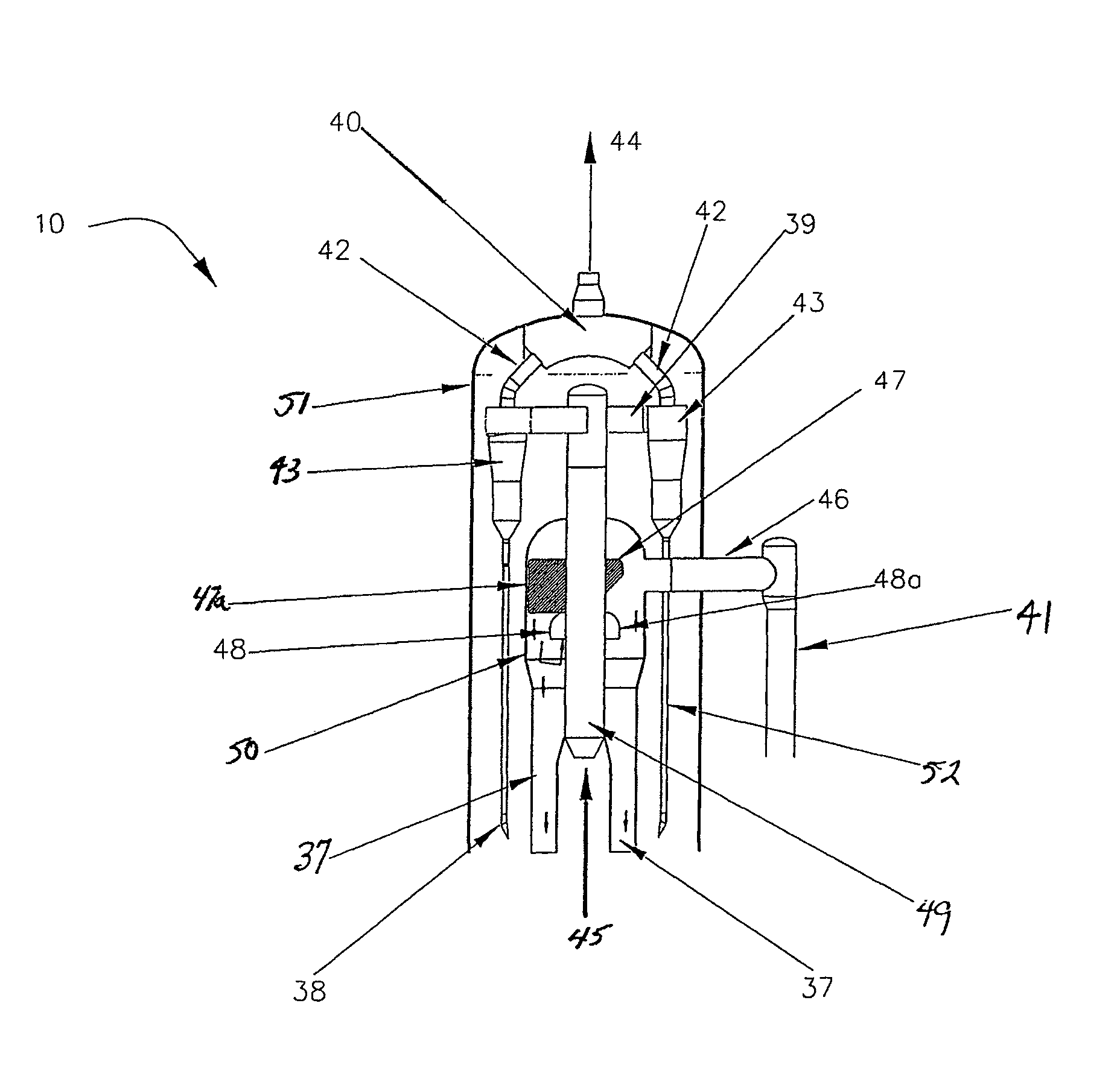 Separating and stripping apparatus for external FCC risers