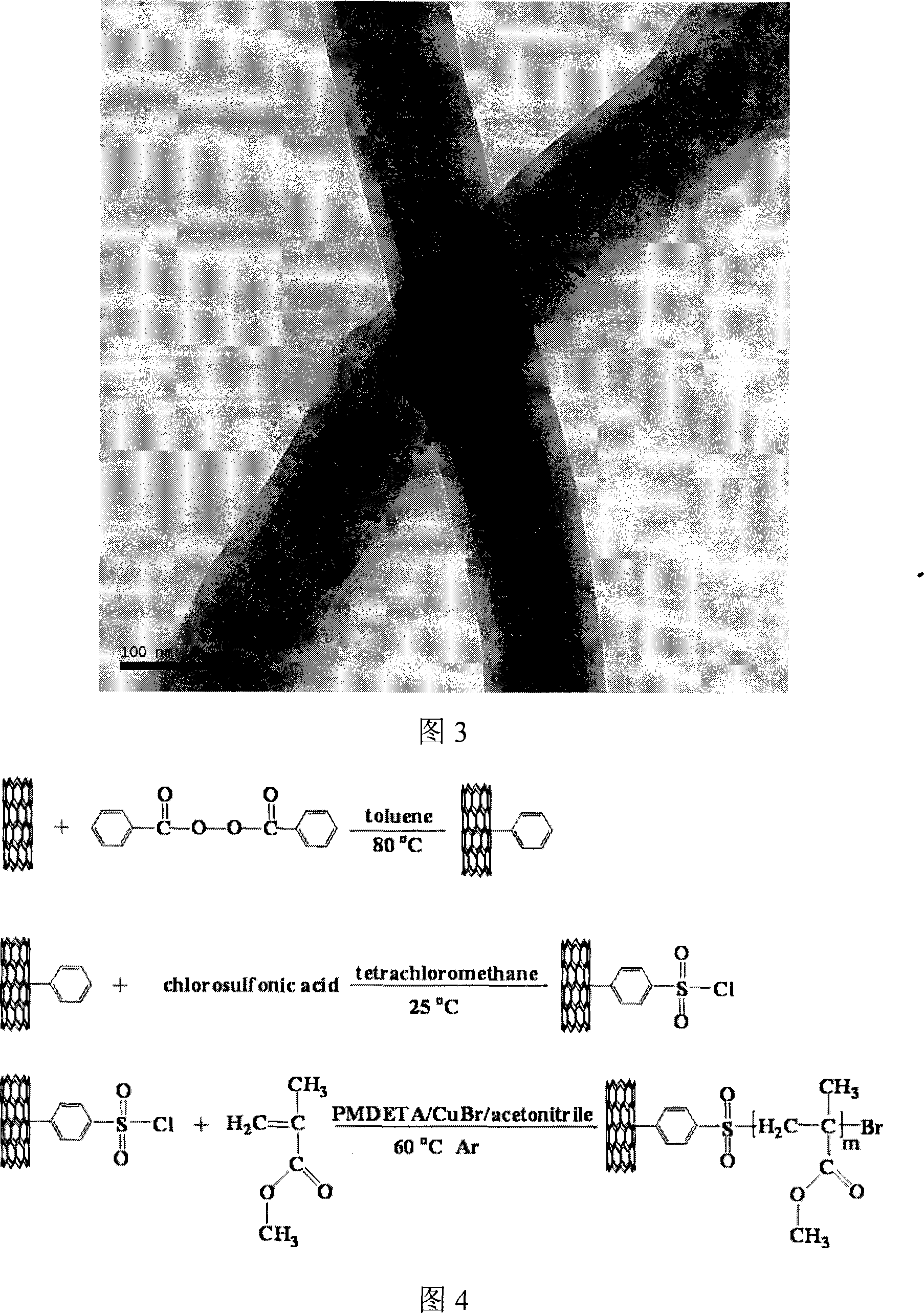 Preparation method of benzene sulfochloride substituted carbon nano-tube and grafting modification method initiated thereby