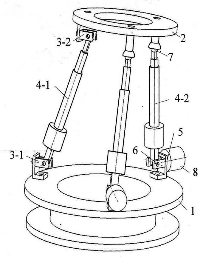 Branch three-leg five-DOF (degree of freedom) parallel mechanism containing double-compound drive