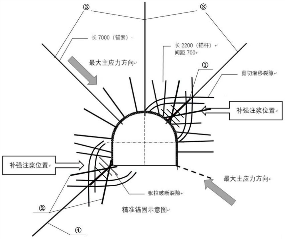 Precise targeted bolting-grouting control method suitable for deep soft rock roadway