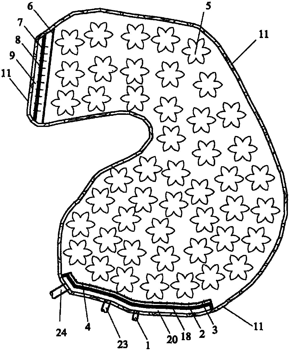 Landscape-type composite artificial wetland treatment device for eutrophication water body and application thereof