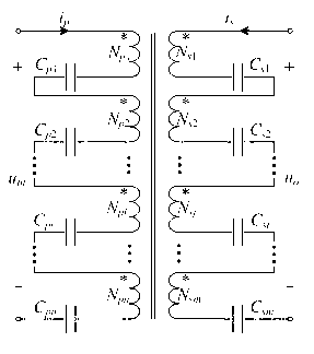 Capacity compensation circuit for sectional series connection of transformer