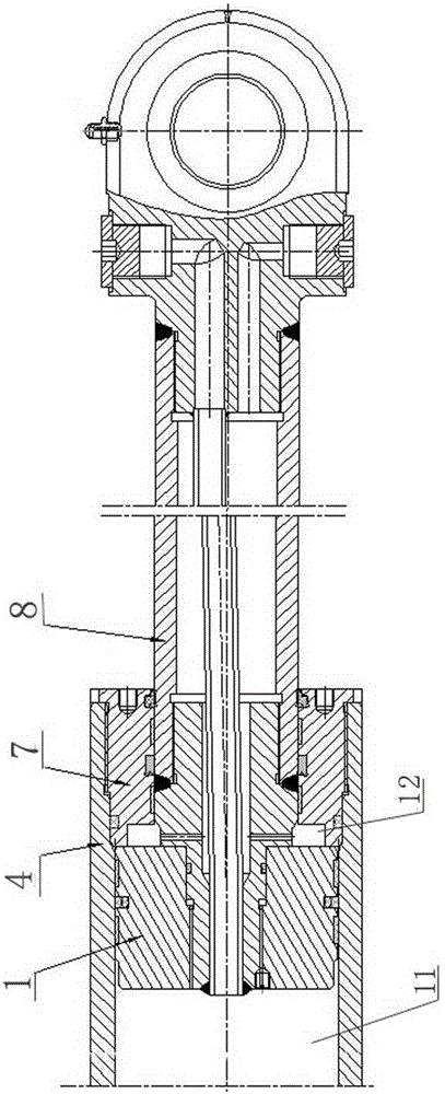 Telescopic sleeve hydraulic cylinder unloading device of mining dump vehicle