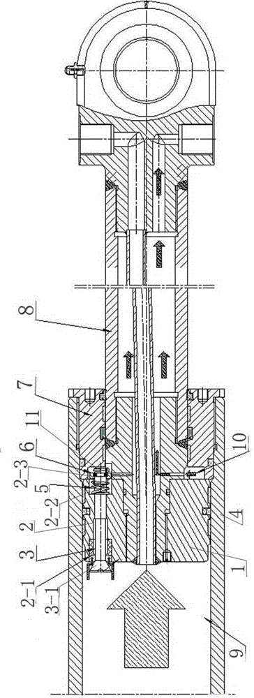 Telescopic sleeve hydraulic cylinder unloading device of mining dump vehicle