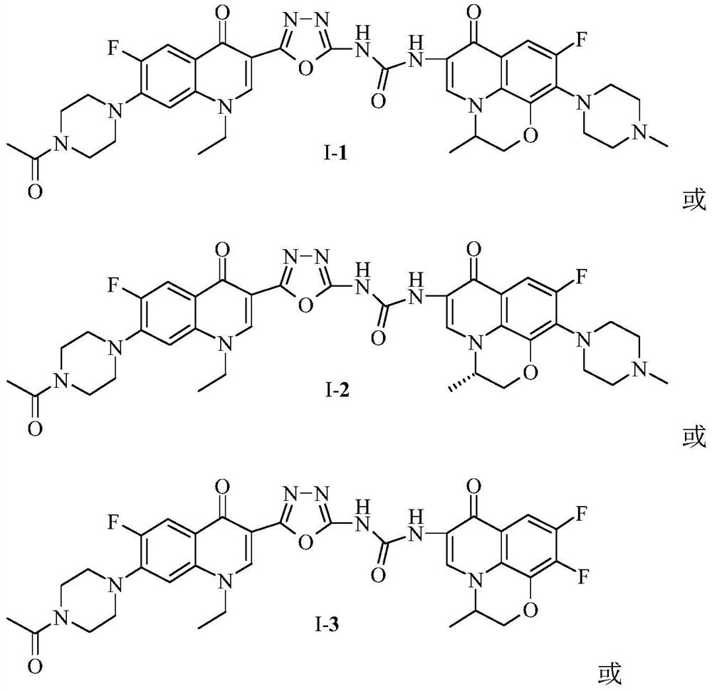 A kind of bis-fluoroquinolone oxadiazuron derivative n-acetyl norfloxacin derivative and its preparation method and application