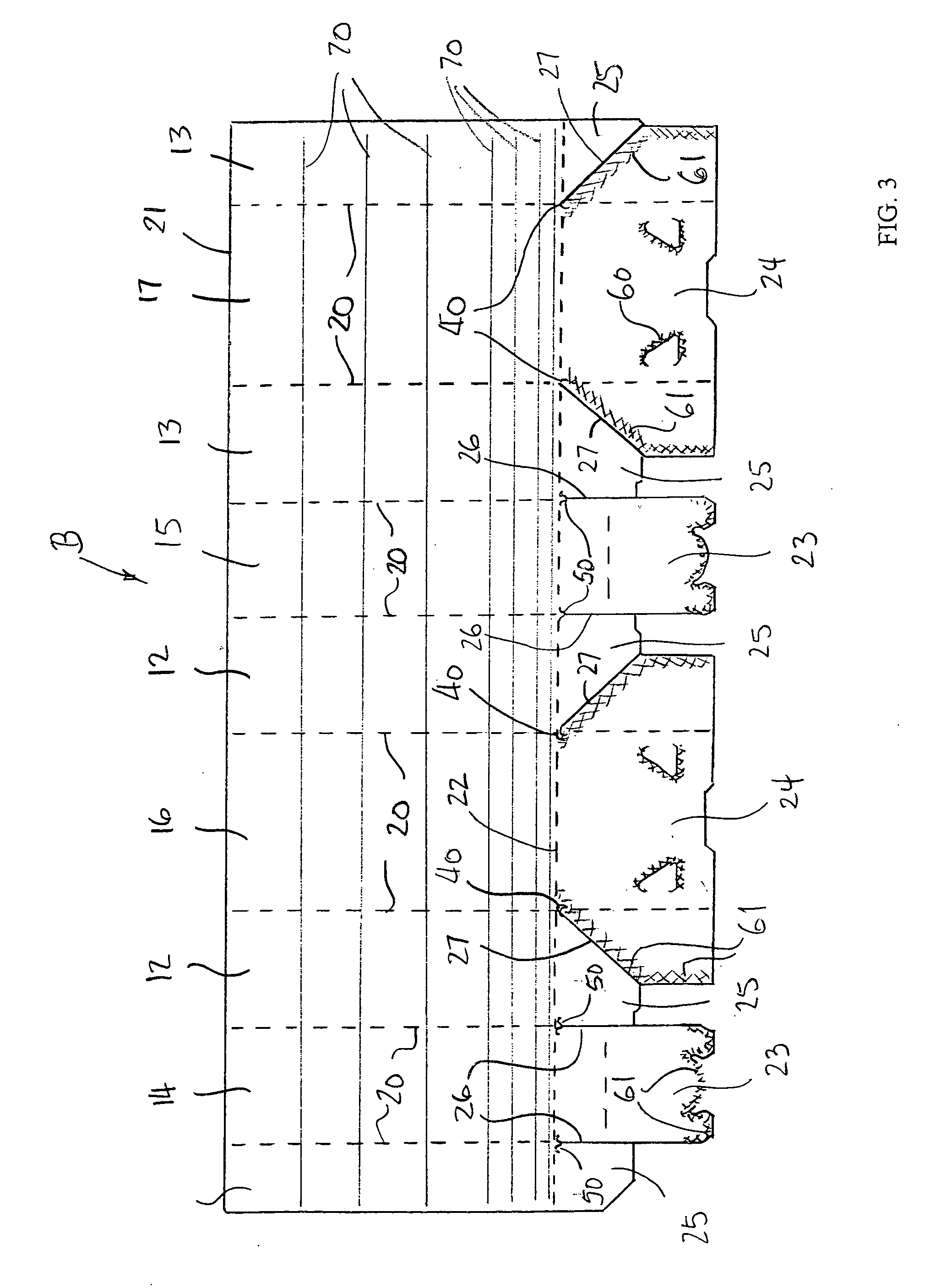 Octagonal bulk bin with means to resist initiation of failure of the vertical score in the bin