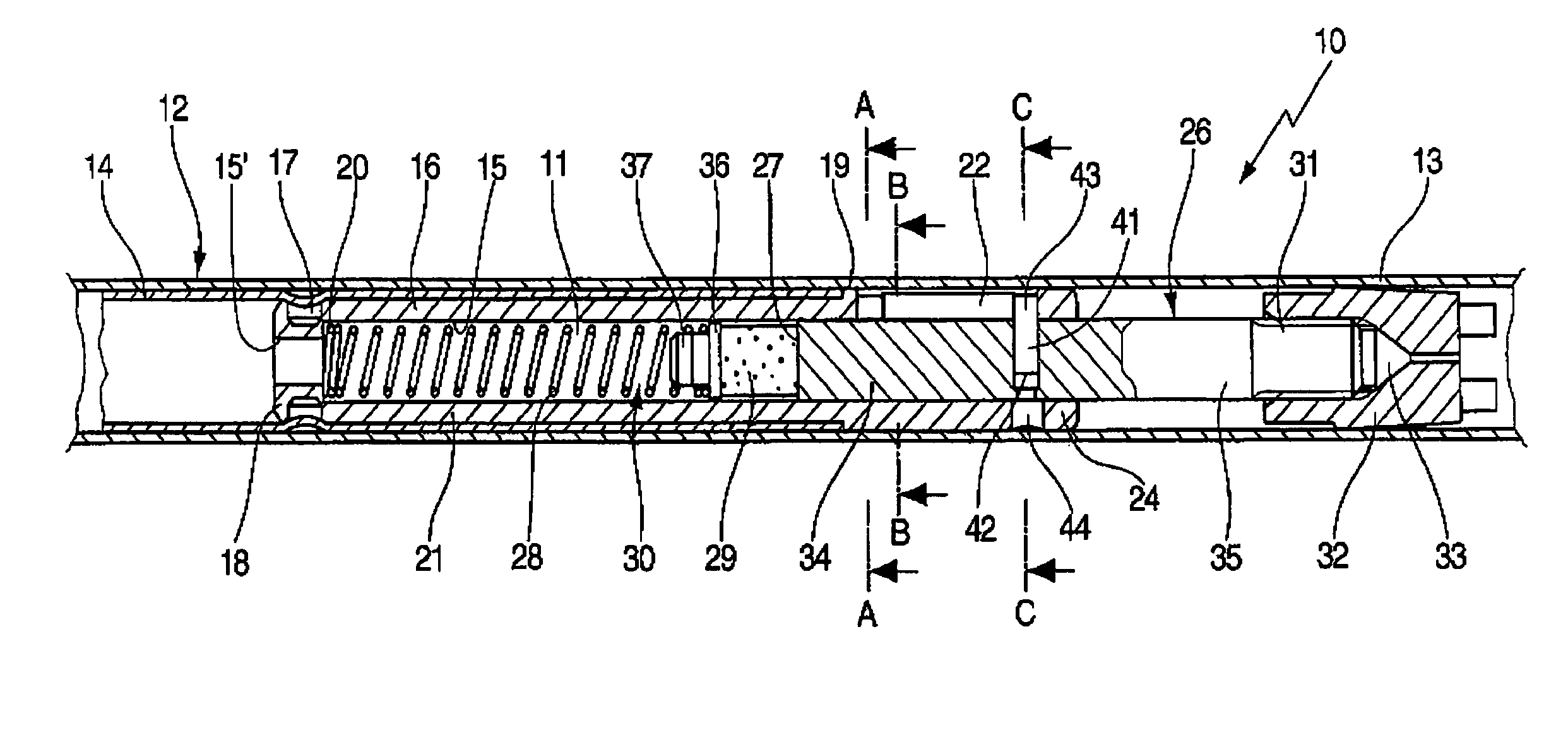 Trekking stick with shock absorber