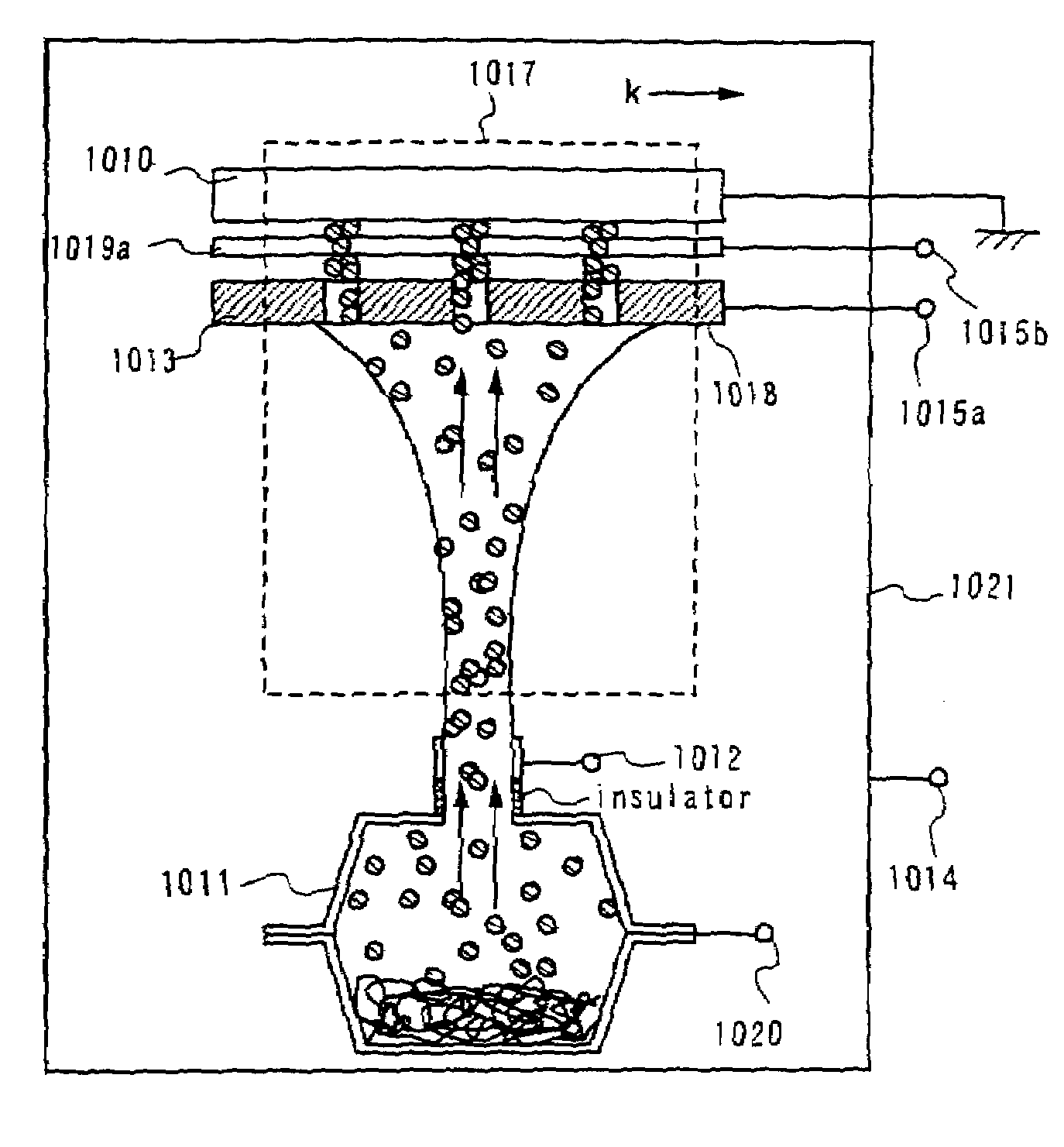 Thin film forming device, method of forming a thin film, and self-light-emitting device