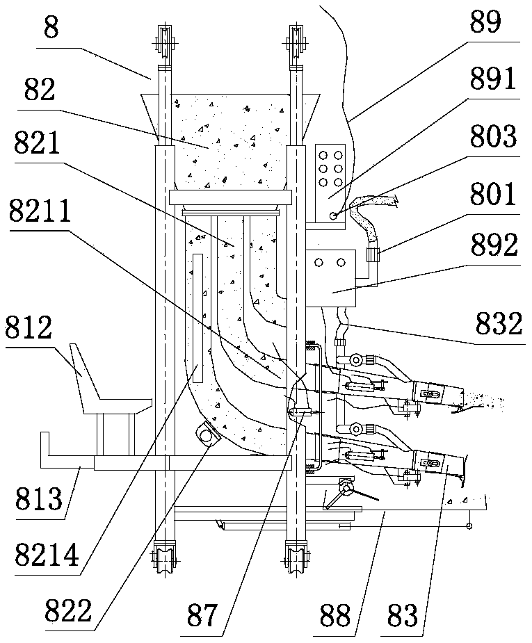 Feeding machine with plurality of feed spraying pipes and weighing systems