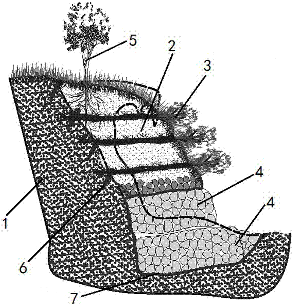 Geotextile material composite ecological riverbank protection structure and construction method thereof