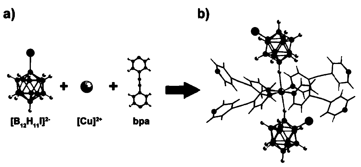 Functional cage borane anion-pillared supramolecular microporous framework material, preparation method and application thereof