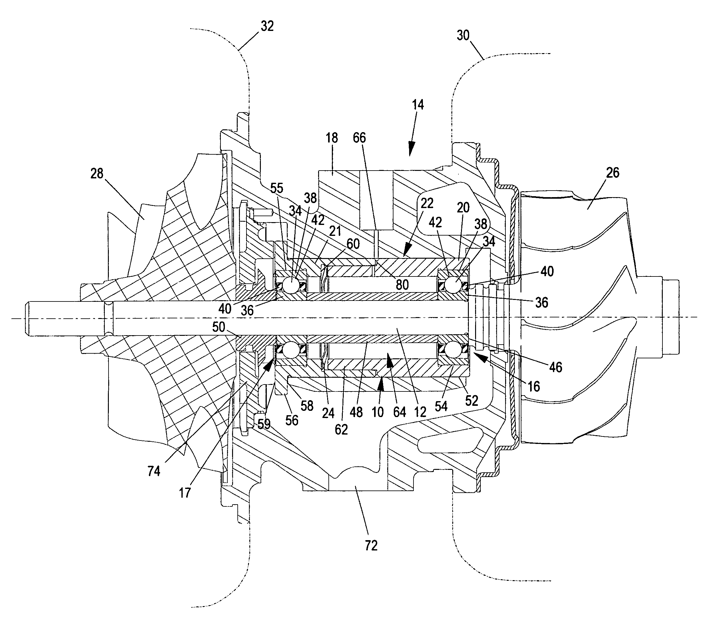 Turbocharger shaft bearing system