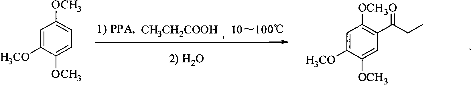 Method for synthesizing 2,4,5-trimethoxyethylphenylketone intermediate of alpha-asarin