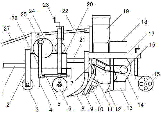 All-in-one machine for cutting stalks, fertilizing and seeding