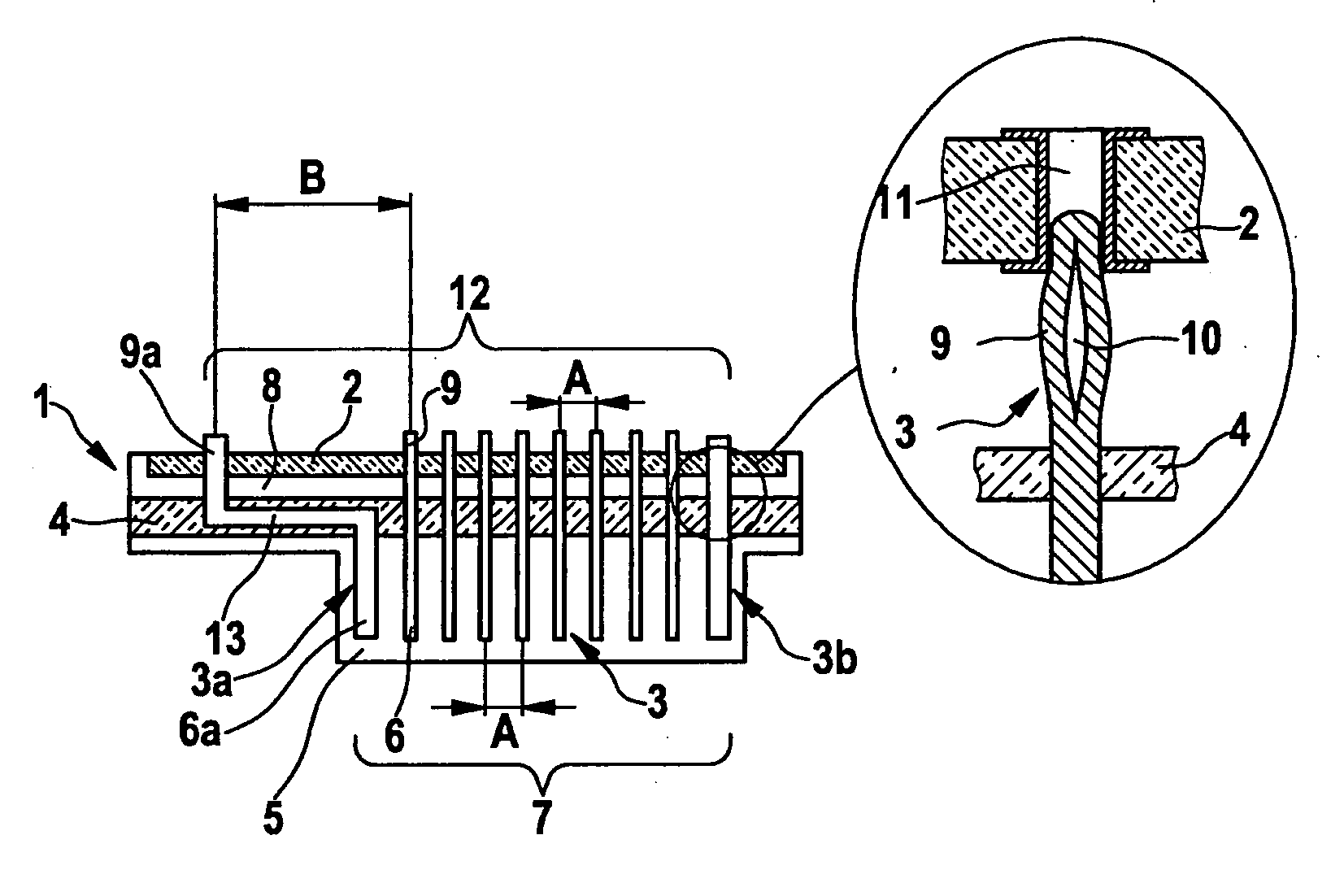 Electrical pressfit plug connector having a laterally bent power pin