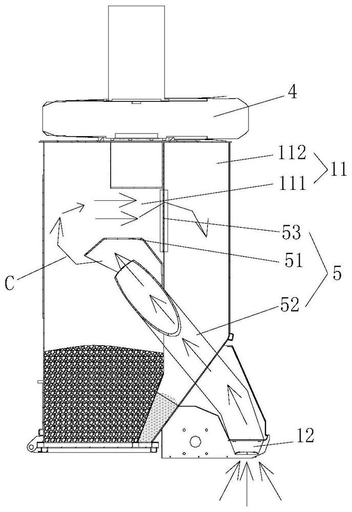 Carriage excess material sweeping and collecting device