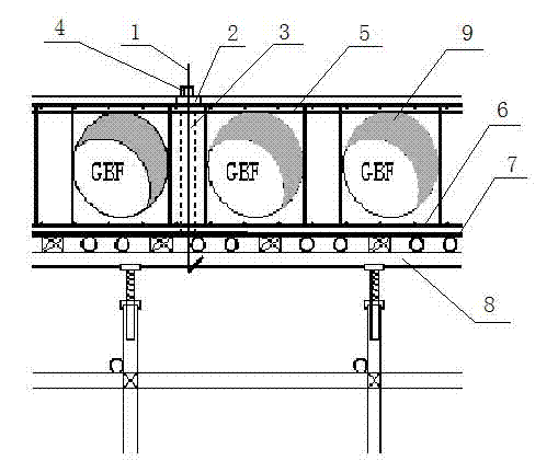 Anti-floating structure for cast-in-place concrete gbf hollow floor slab and method thereof