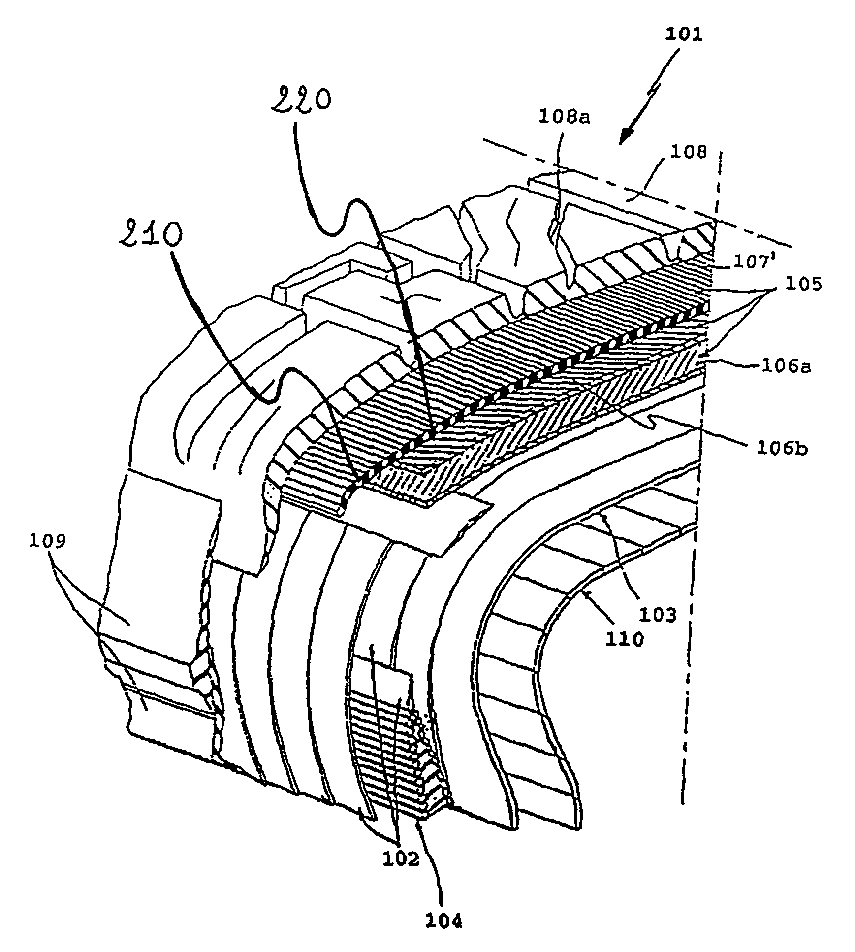 Tyre with specified belt structure