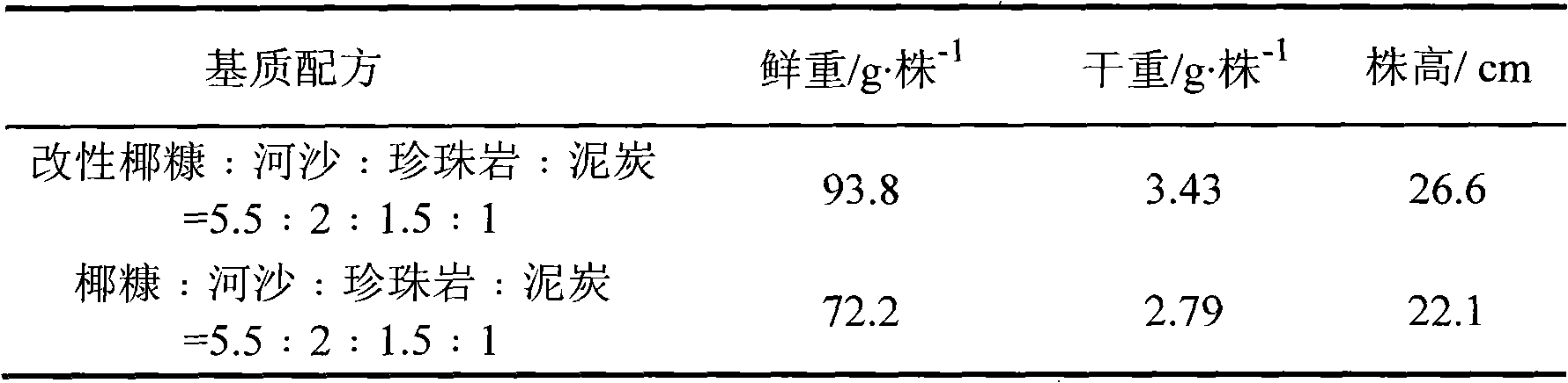 Modified coconut tree branny culture substrate and preparing method thereof