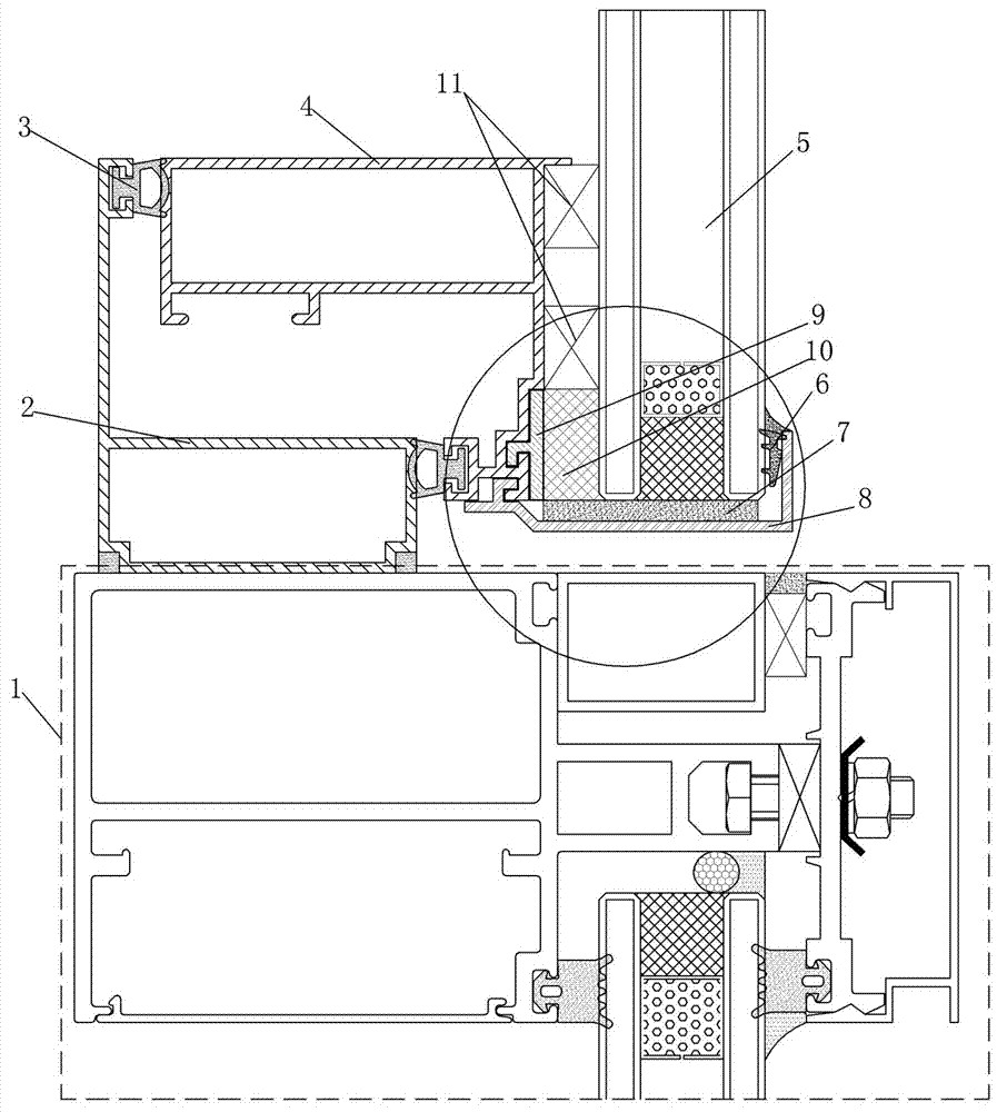 Glass curtain wall opening window with anti-stripping function