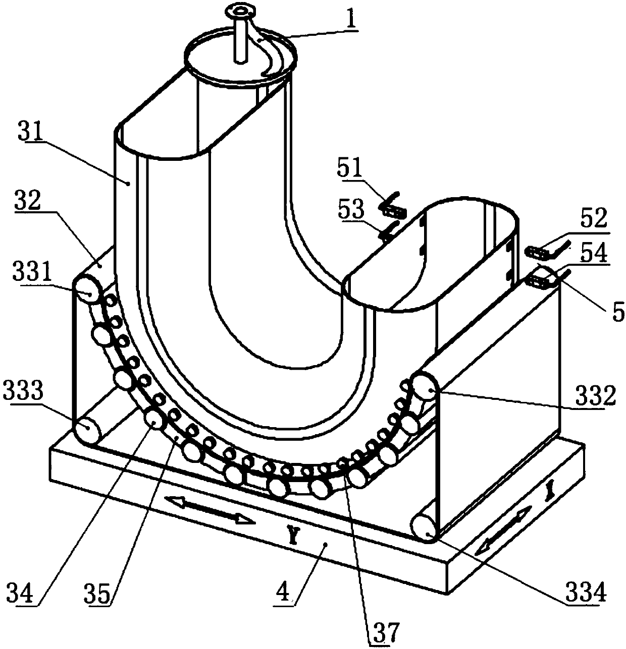 Non-slide fiber strip storage device with U-shaped bottom part