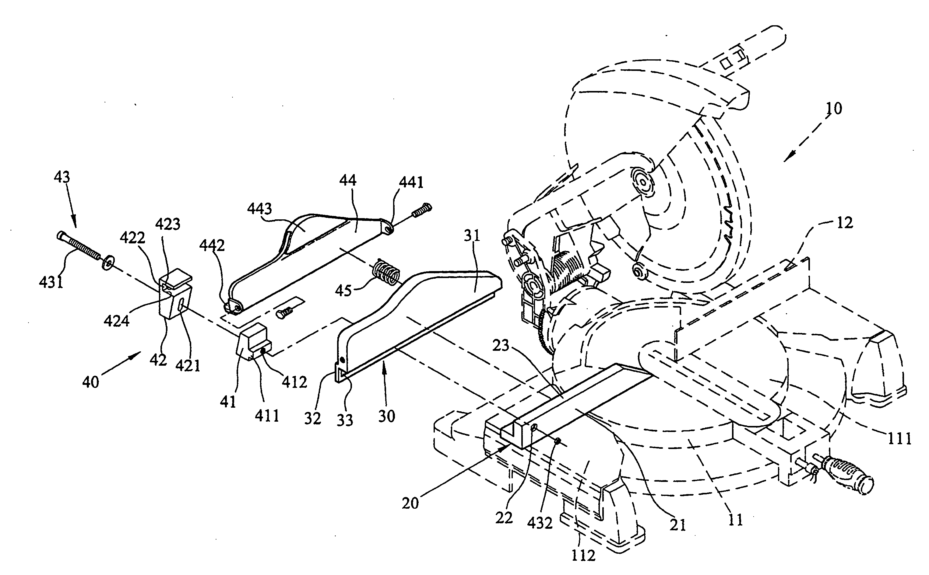 Fence assembly for cut-off machine