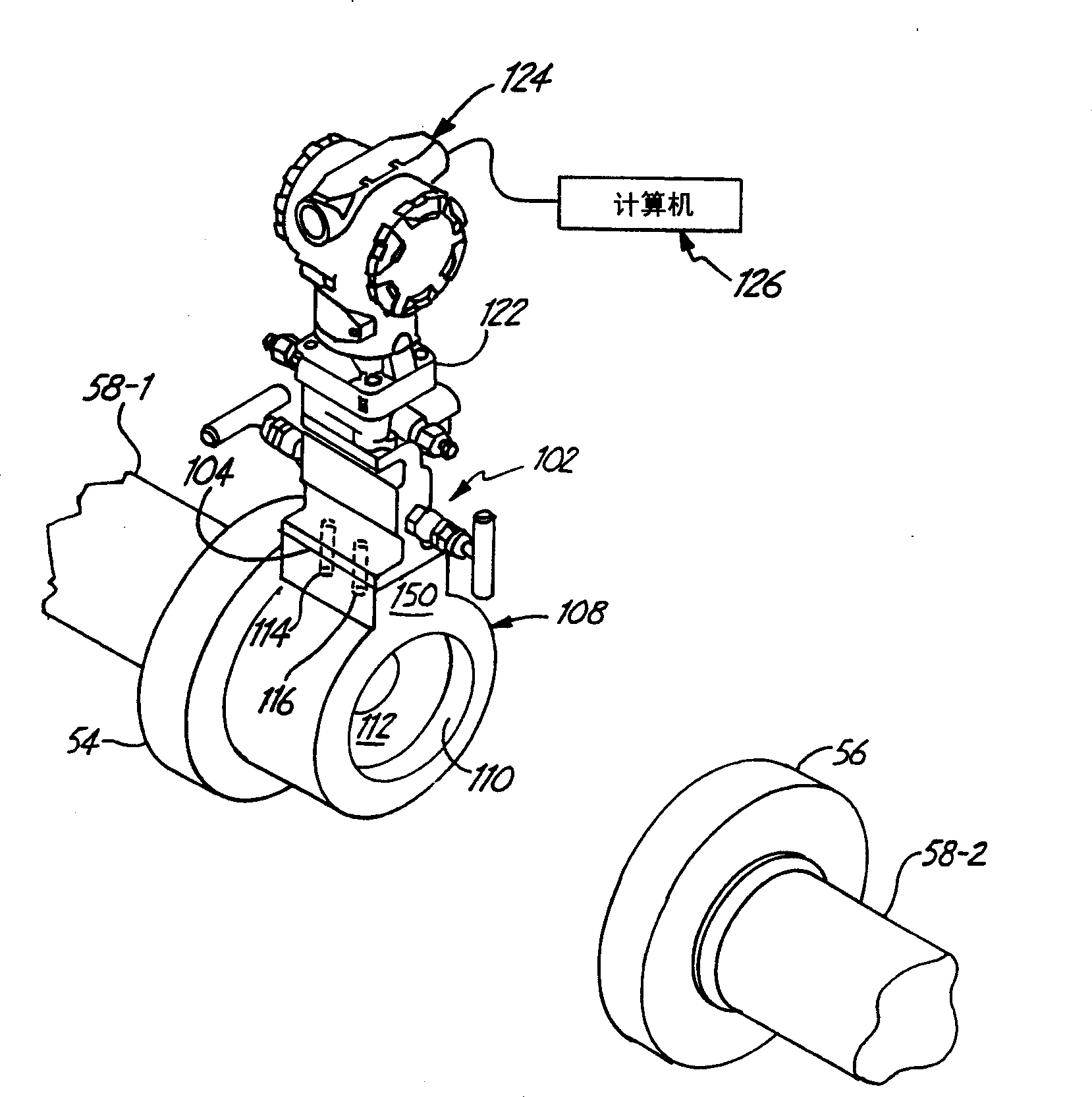 Differential pressure flowmeter with integrated pressure taps