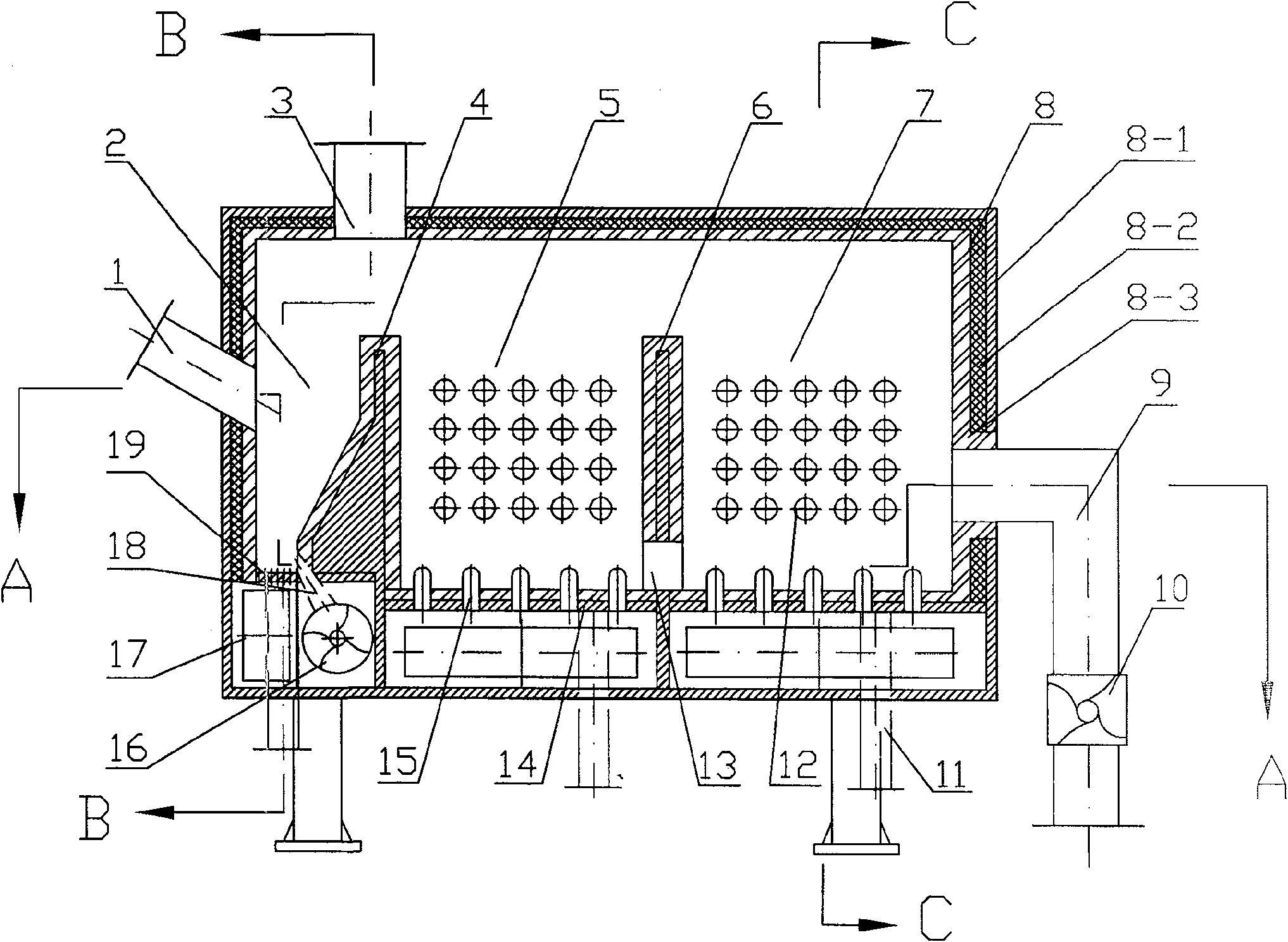 Composite type cold slag device