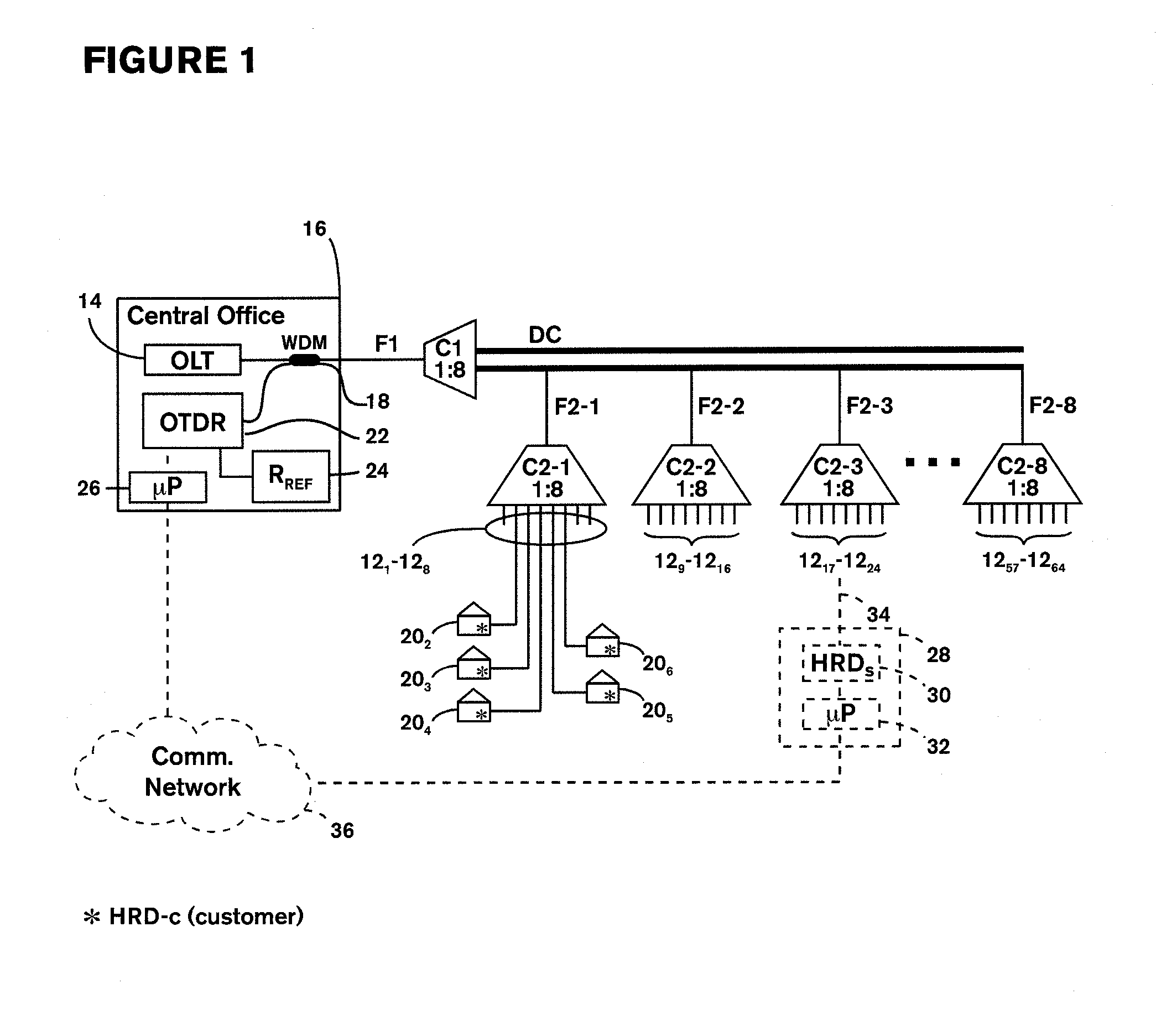 Method and Apparatus for Deriving Parameters of Optical Paths in Optical Networks Using Two-wavelength OTDR and a Wavelength-Dependent Reflective Element