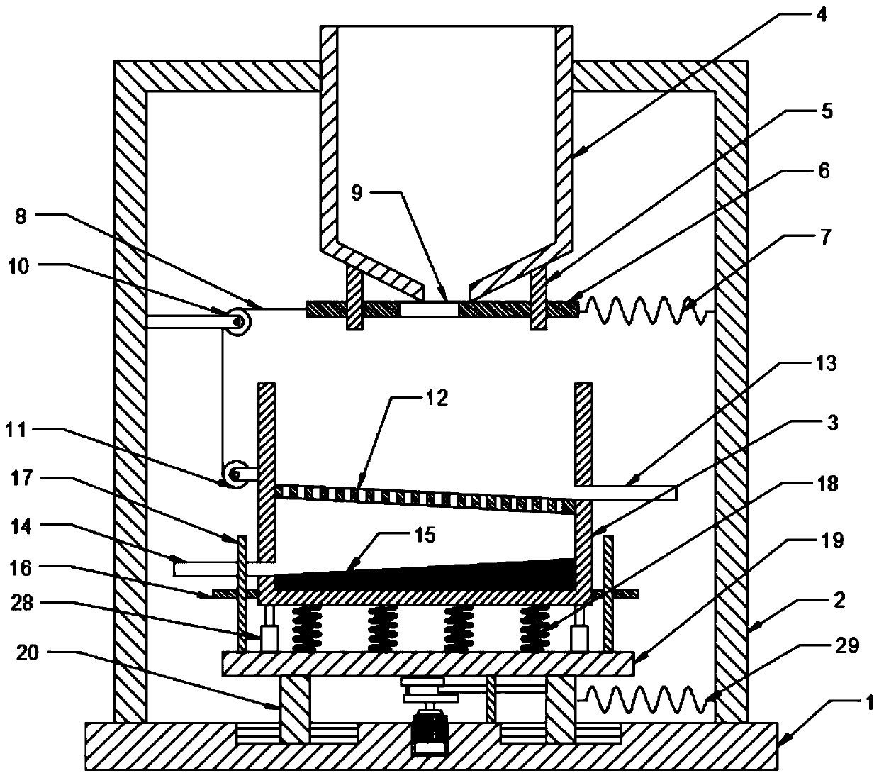 Sand screening device for constructional engineering