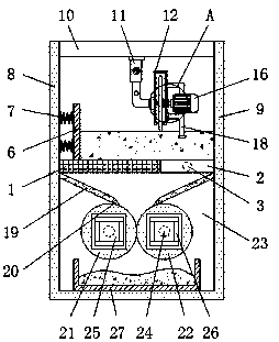 Fixed-length cutting device for Chinese herbal medicine processing and with grinding function