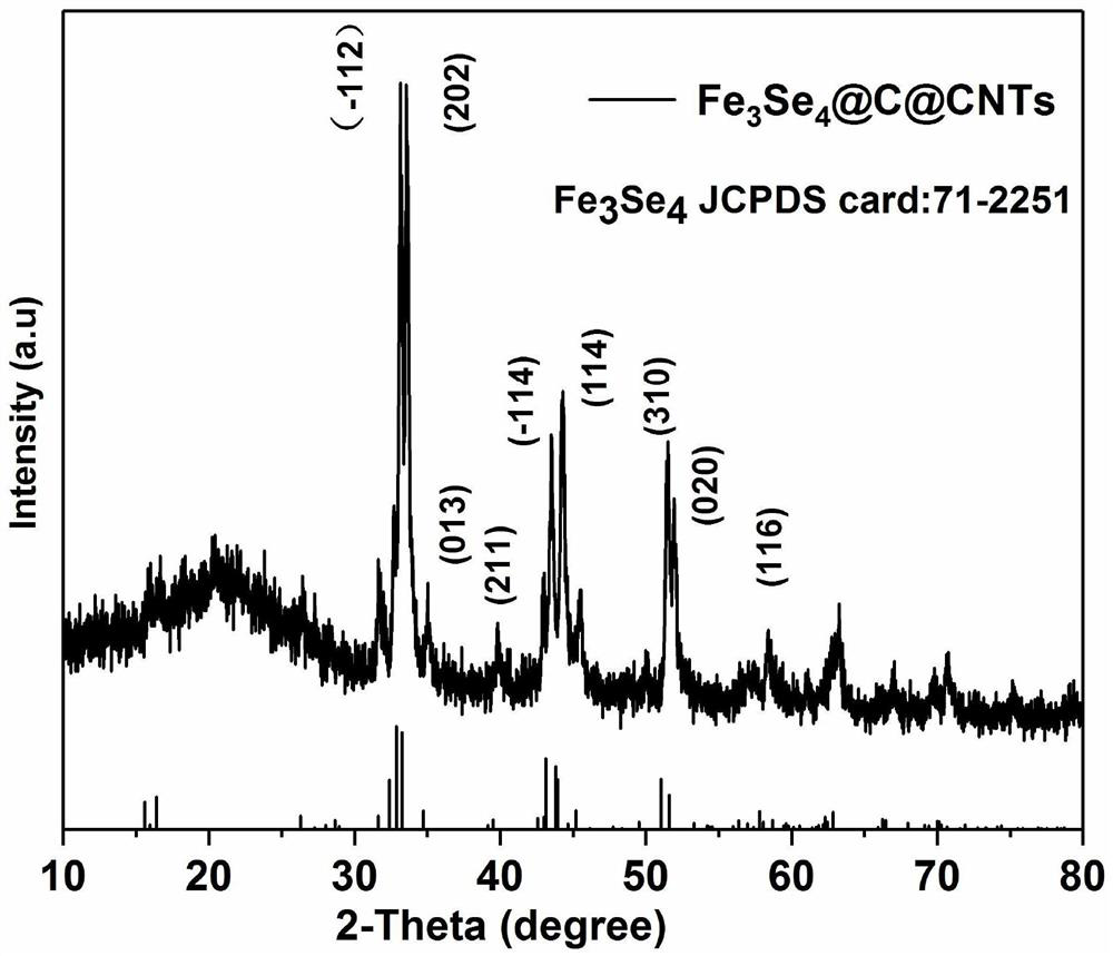 A hierarchical porous fe  <sub>3</sub> the se  <sub>4</sub> @nc@cnts Composite materials and their preparation methods and applications