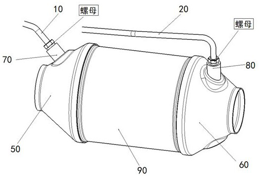 Gas taking pipeline structure of GPF differential pressure sensor