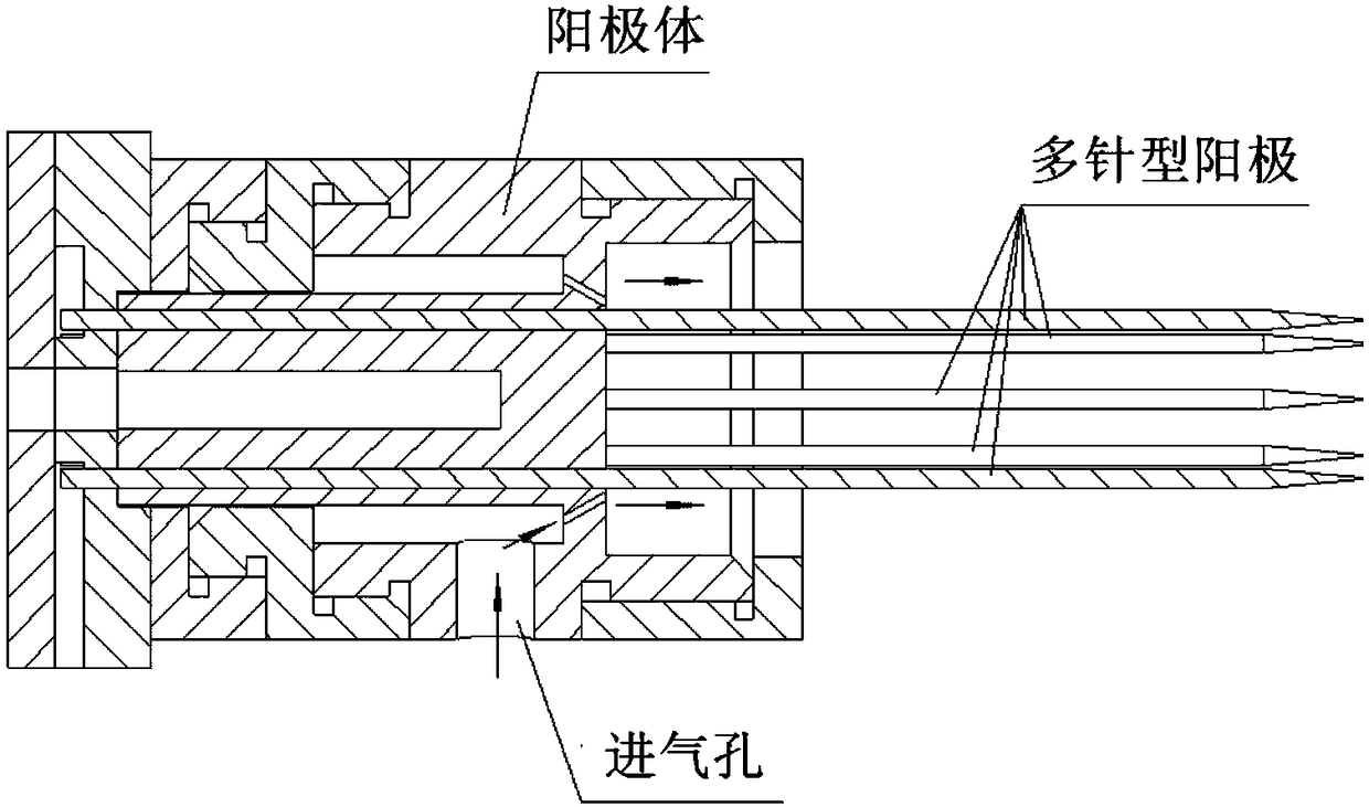 Supersonic speed anode subassembly for electrically exciting laser discharge tube