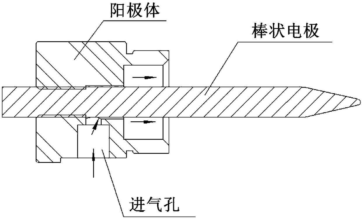 Supersonic speed anode subassembly for electrically exciting laser discharge tube