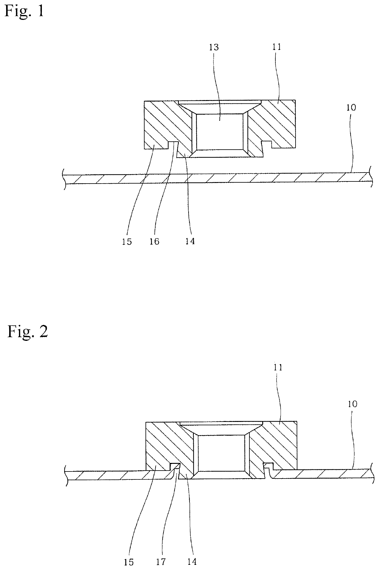 Method for attaching nut and collar to plate material and attachment structure of nut and collar to plate material