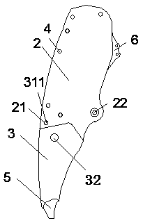 Hook digging rock arm small arm with material filling mechanism